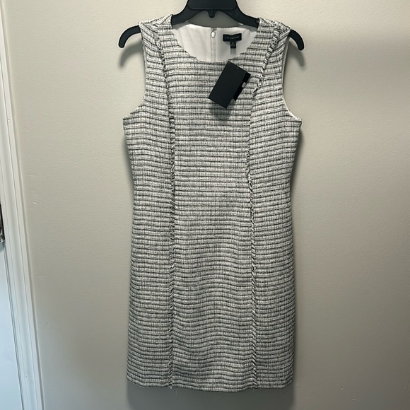 NWT W by Worth Womens Black White Tweed Lace Trim Bustier Sheath Dress Sz 4 Wool